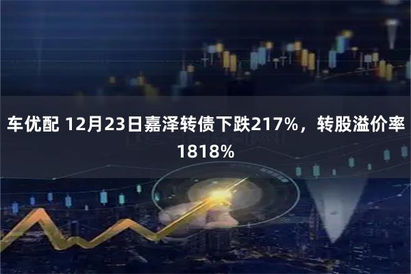 车优配 12月23日嘉泽转债下跌217%，转股溢价率1818%