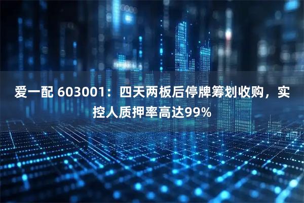 爱一配 603001：四天两板后停牌筹划收购，实控人质押率高达99%